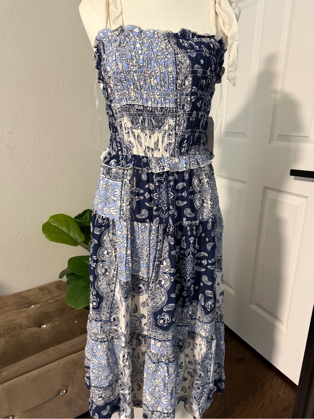 june & hudson Blue and White Paisley Maxi Dress
